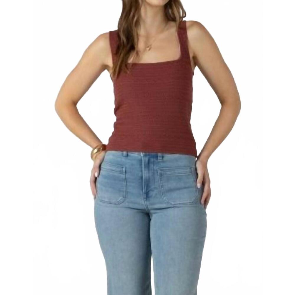 NEW DEX CLOTHING square neck knit tank top in rust